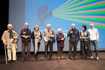 Od leve proti desni: Ivan Marinček (direktor fotografije), Matjaž Turk, Stannia Boninsegna, Andr…