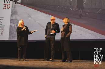Predstavitev filma Izbrisana in 30 let slovenskih filmov na festivalu, od leve proti desni Nicol…