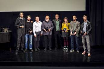 Awarded cinematographers wit Jure Černec, ZFS president and  Simon Tanšek, ZFS secretary - Foto:…