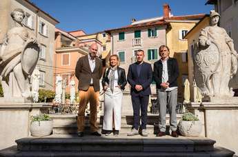 At Prvomajski square: Matthijs Wouter Knol, Director of the European Film Academy; Nataša Bučar,…